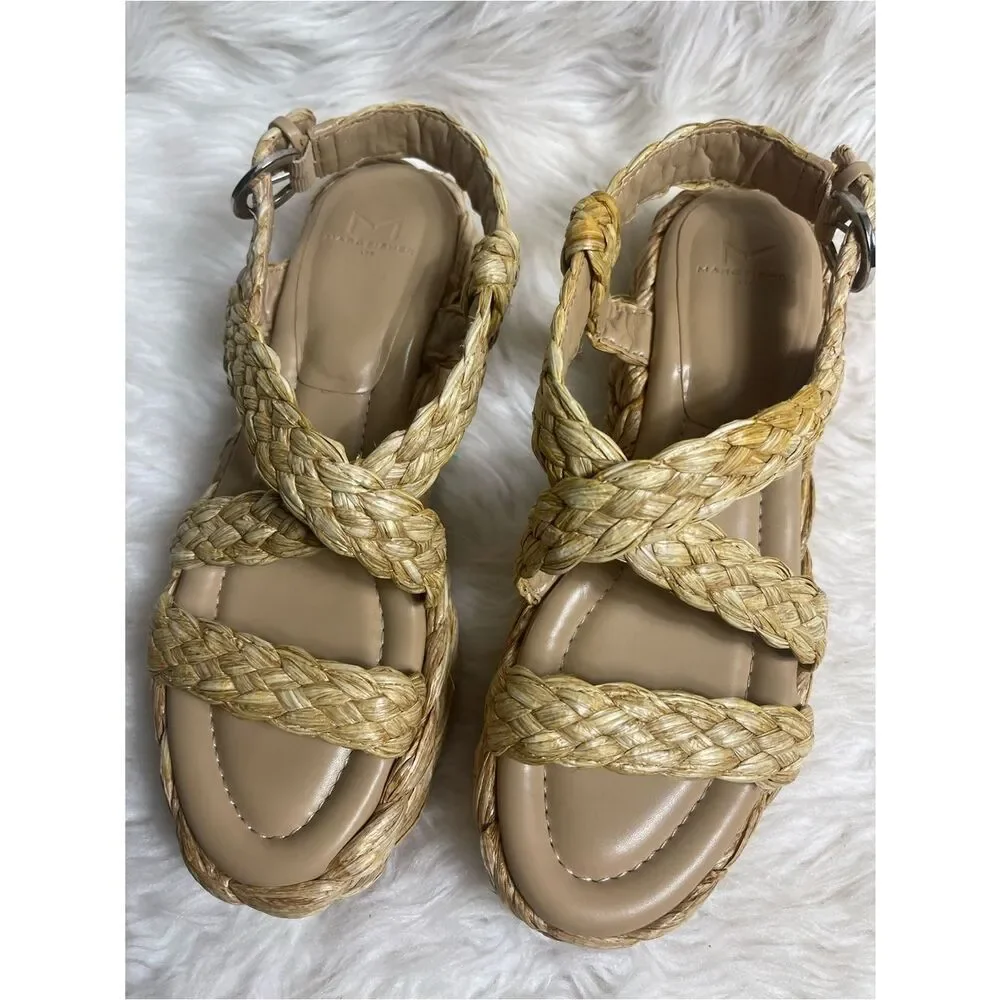 Marc Fisher Braided synthetic Straw Platform straps Sandals SZ9M